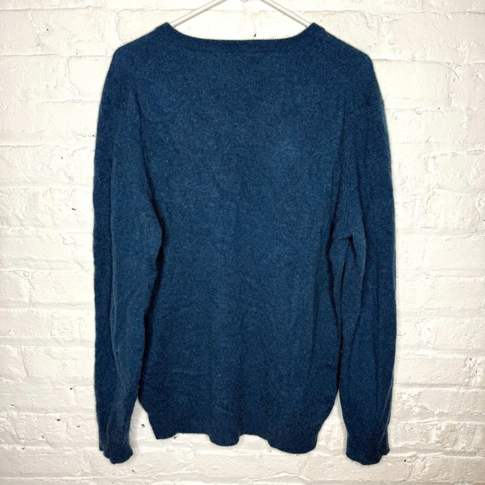 Club‎ Room Luxury Men's LARGE Pure Cashmere V Neck Blue Sweater